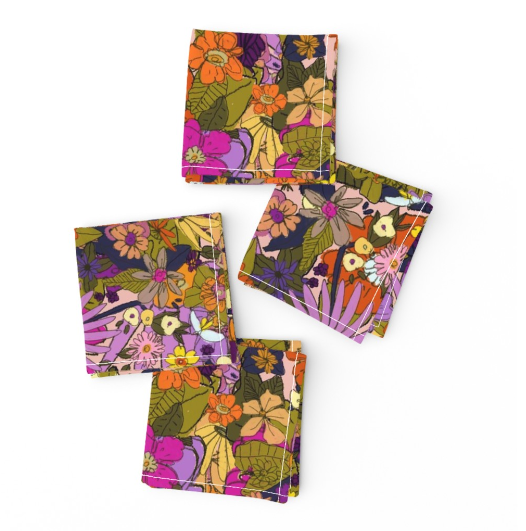 Rose and Marigold Cocktail Napkins