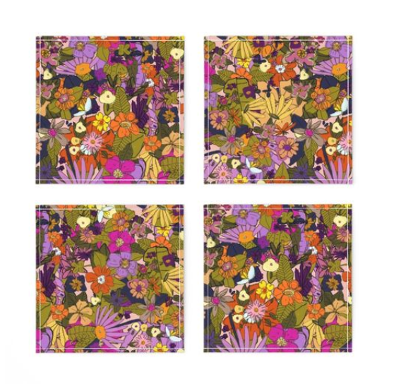 Rose and Marigold Cocktail Napkins