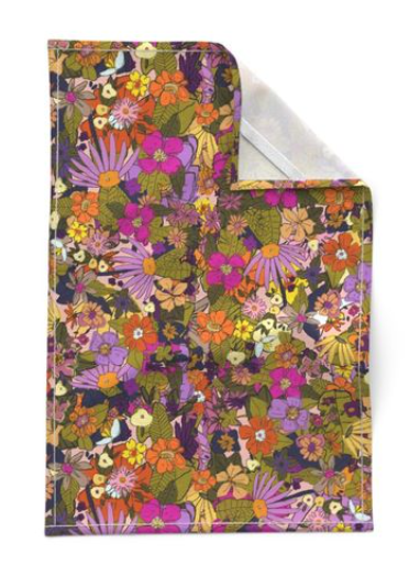 Rose and Marigold Tea Towel