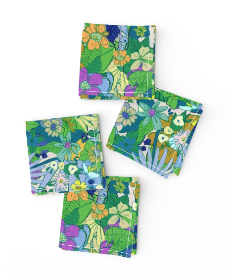 Emerald and Marigold Cocktail Napkins