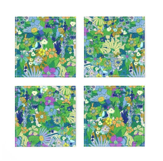 Emerald and Marigold Cocktail Napkins