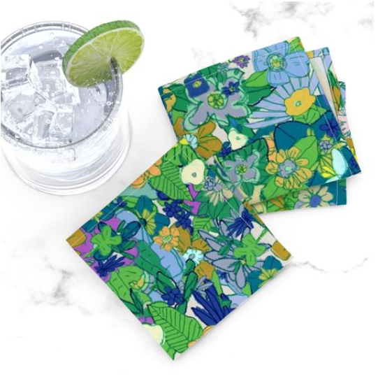 Emerald and Marigold Cocktail Napkins