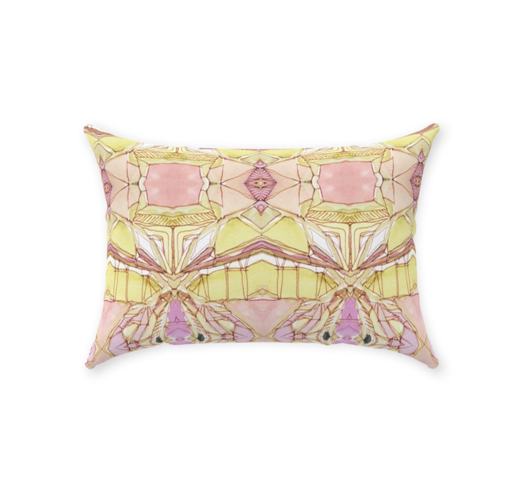 Golden Lotus Pillow, gold and pink geometric modern pillow by bunglo