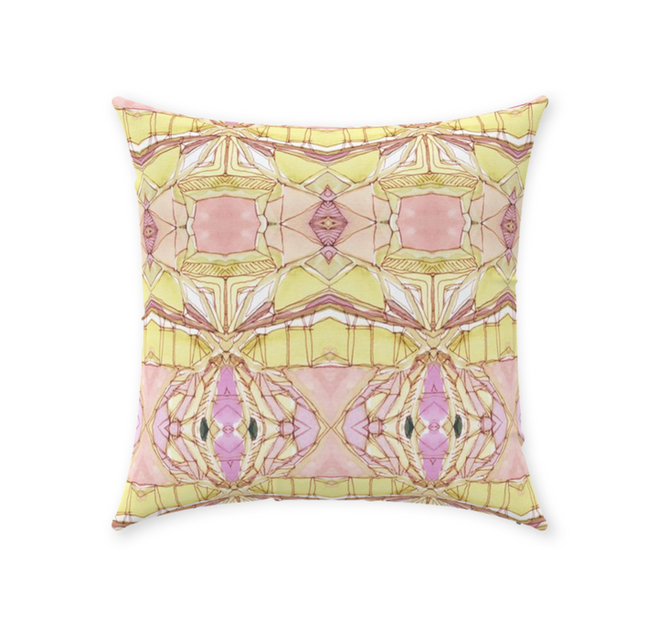Golden Lotus Pillow, gold and pink geometric modern pillow by bunglo