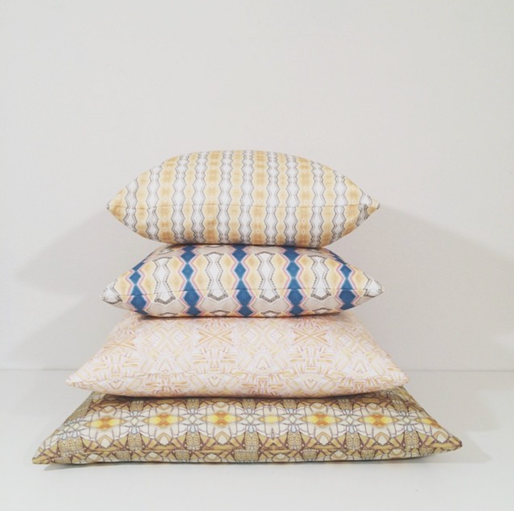 Sumatra Pillow, yellow and blue preppy modern pillow by bunglo.