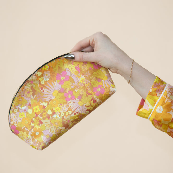 Sunflower & Marigold Leather Makeup Bag