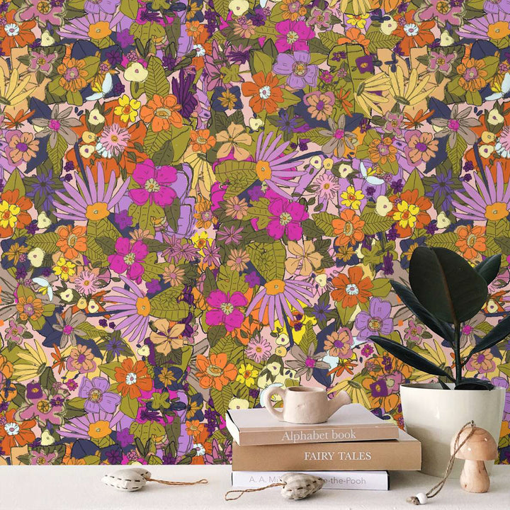 Rose & Marigold Wallpaper