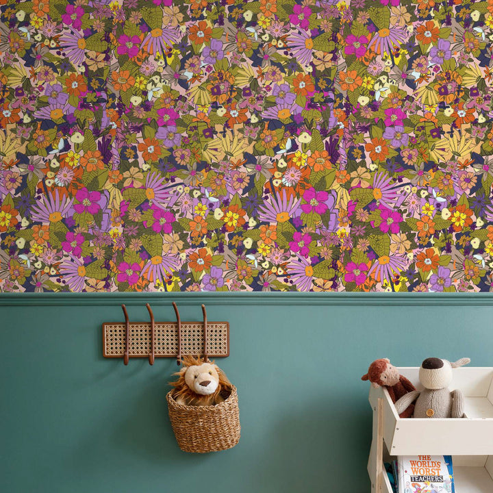 Rose & Marigold Wallpaper