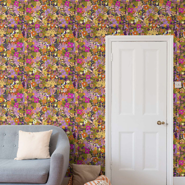 Rose & Marigold Wallpaper