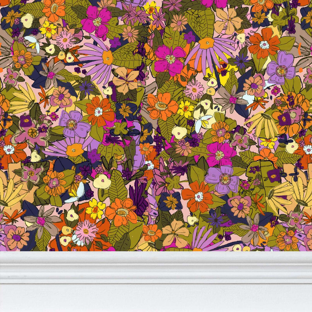 Rose & Marigold Wallpaper
