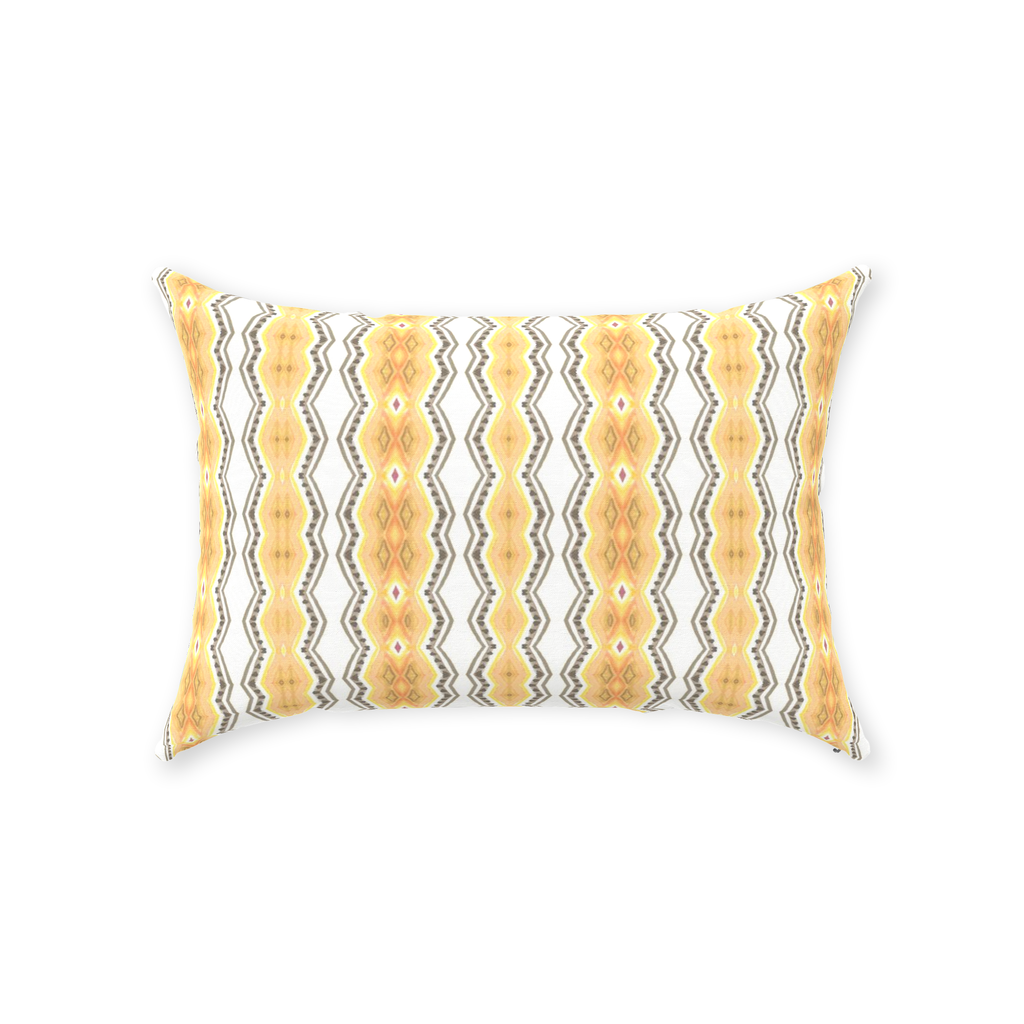 Modern yellow and white stripped pillow, Om Stripes Pillow, by bunglo