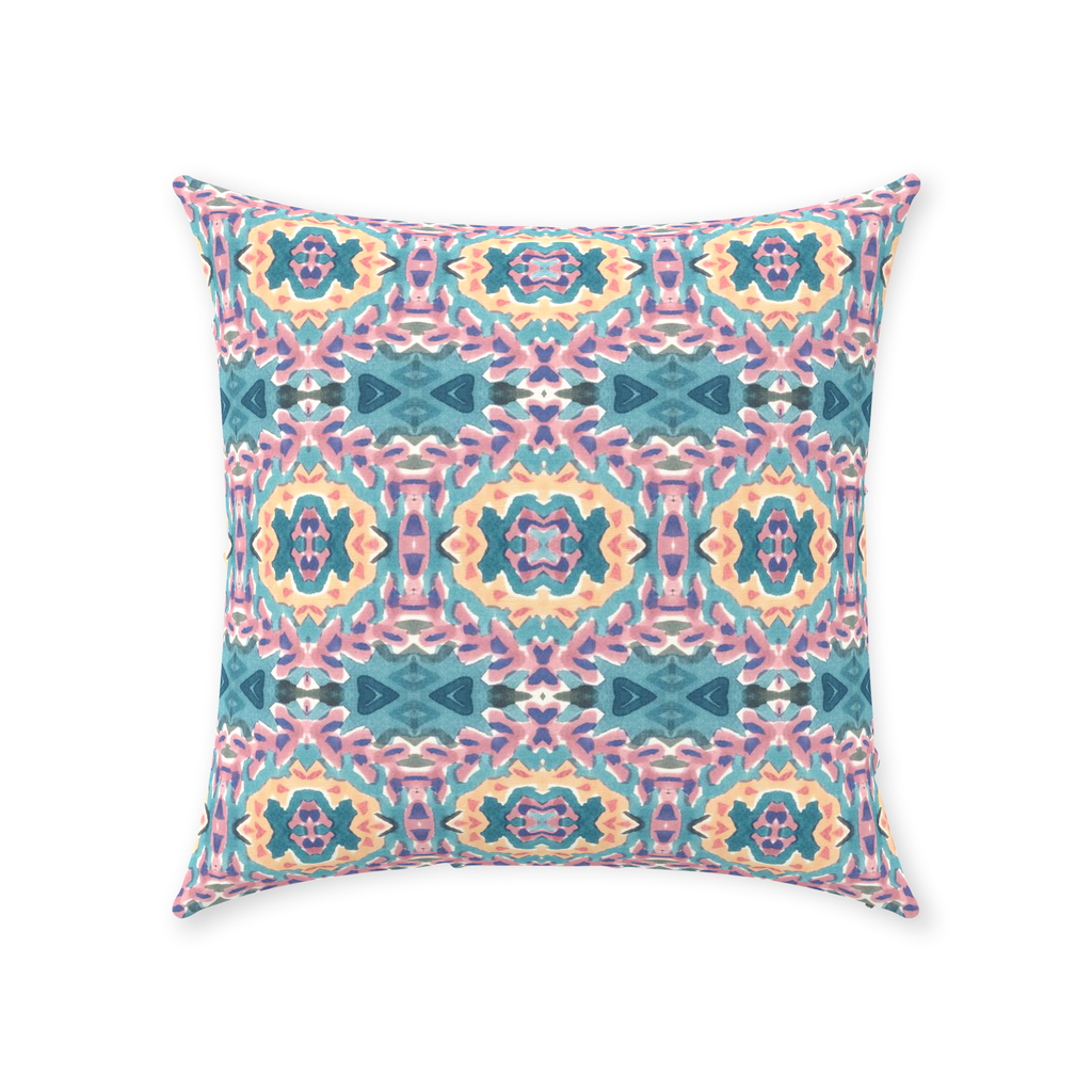 Blue and purple floral patterned pillow by bunglo, sold at anthropologie