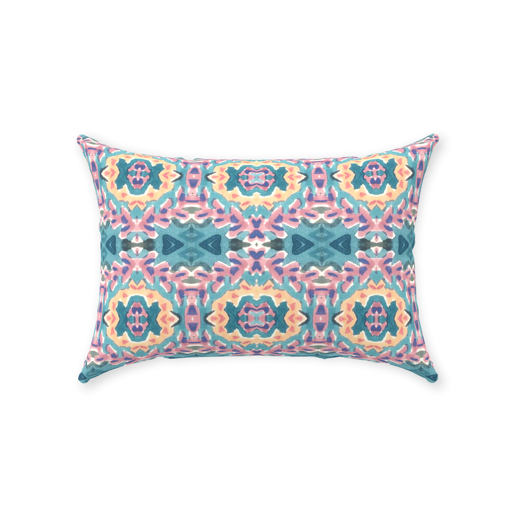 Blue and purple floral patterned pillow by bunglo, sold at anthropologie