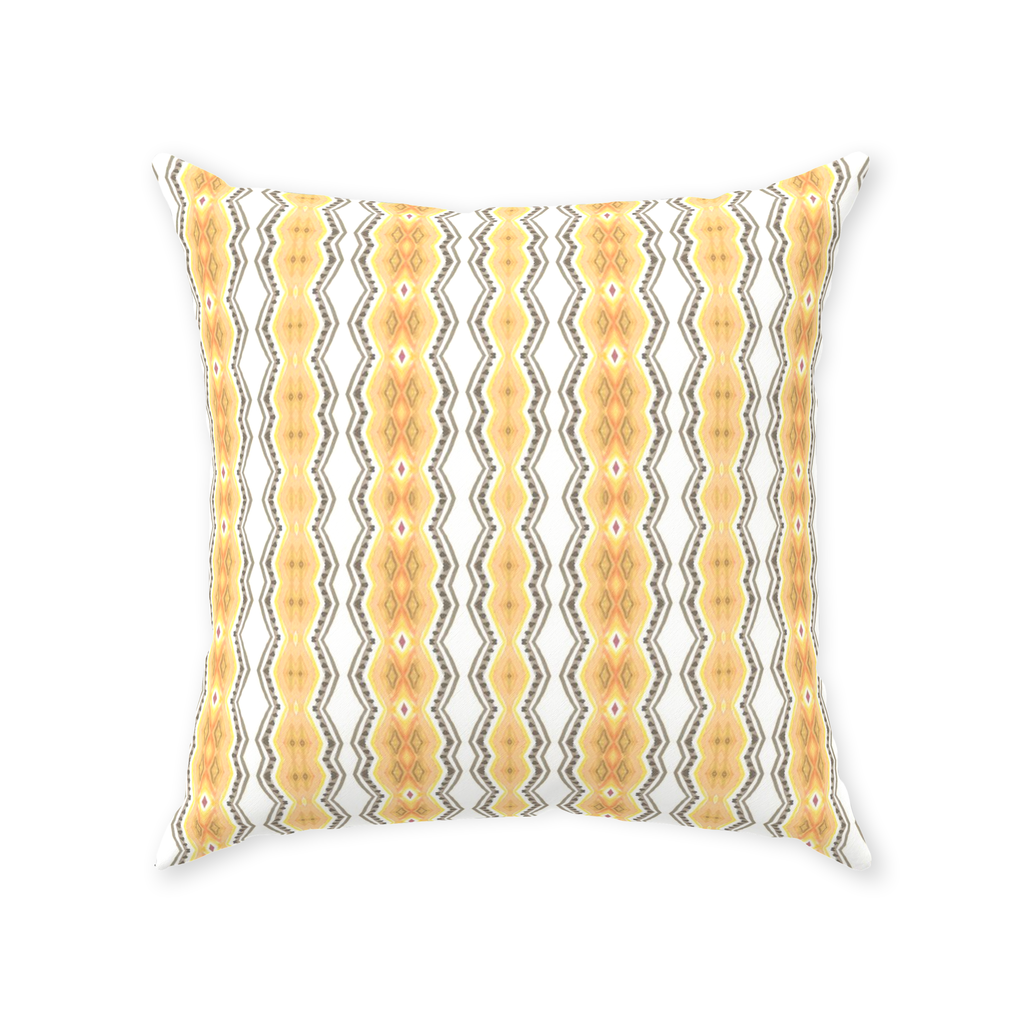 Modern yellow and white stripped pillow, Om Stripes Pillow, by bunglo