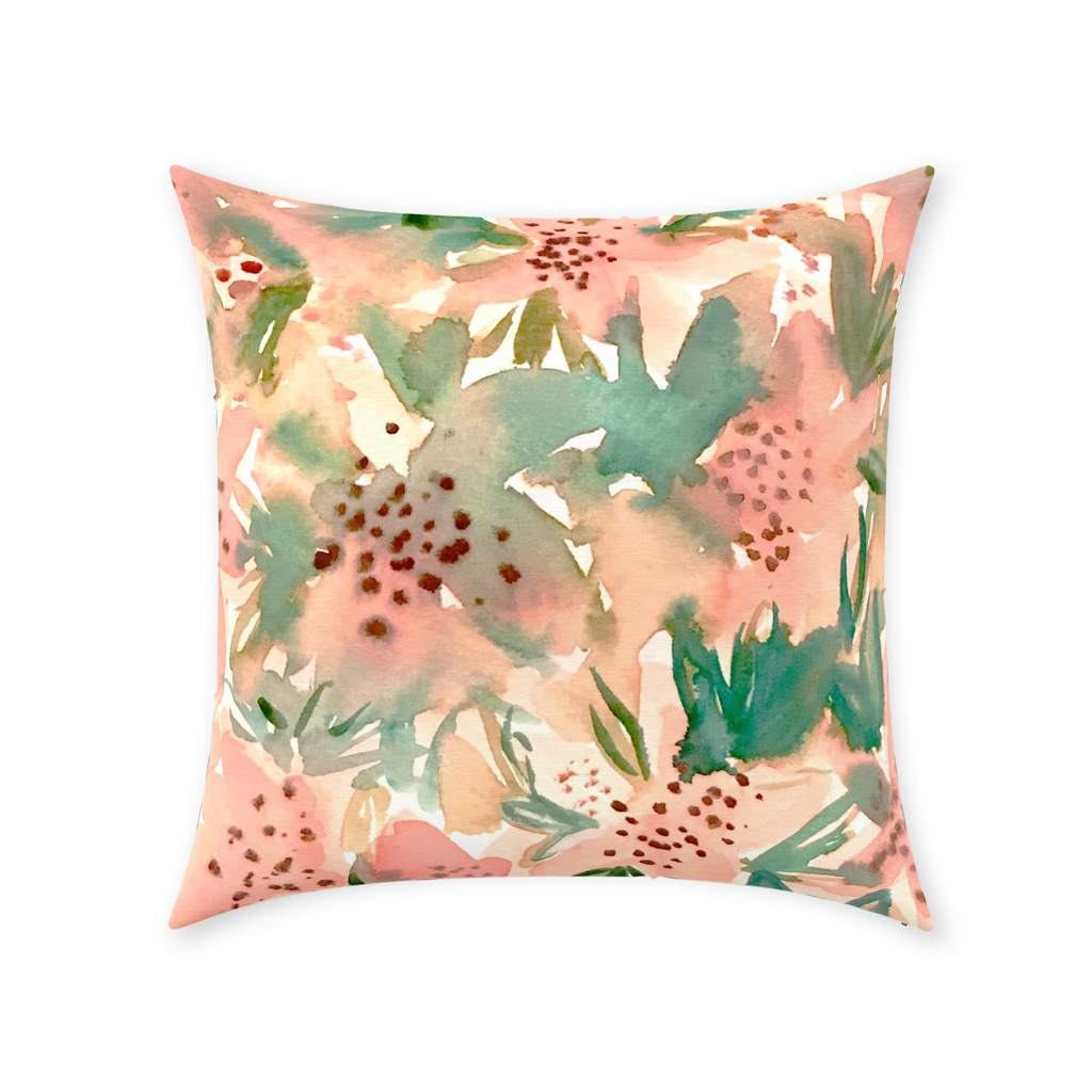 PInk and peach lily floral fabric and pillow by bunglo sold at anthropologie